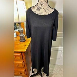 WILT EZ 💯% Cotton 1/2 Sleeve Boat Neck   Hi-Lo Black Shift Dress  Sz S